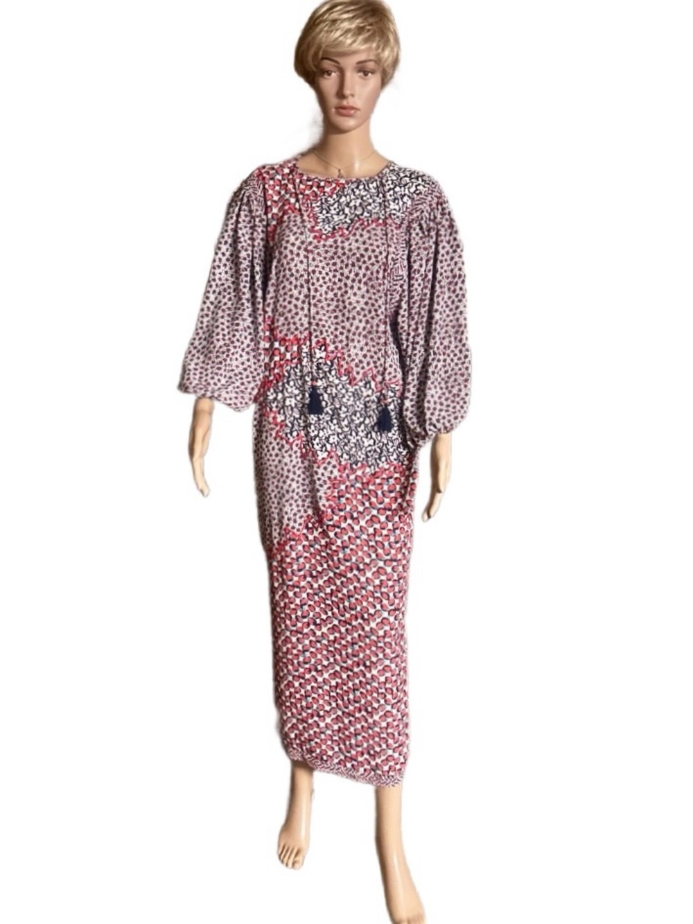 Diane Freis ~ X-Large ~ Vintage ~ Blue/Red/White ~ Floral/Mix Print ~ Maxi Dress